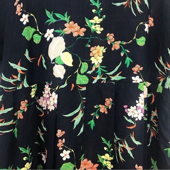 Romacci Navy Blue Floral Print Lightweight Cotton Popover Dress NEW - Picture 4 of 12